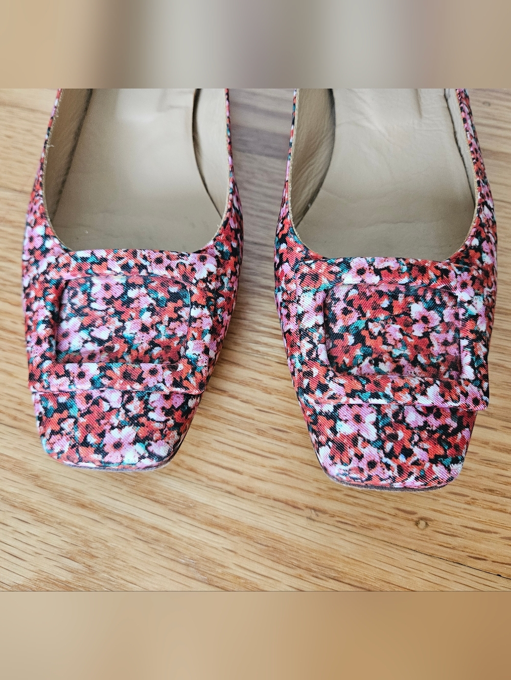 Ann Mashburn Pink Multi Floral Square-Toe Flats Size 38/8 - Picture 5 of 9